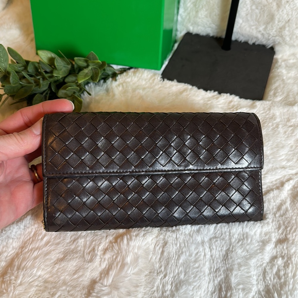 BOTTEGA VENETA 🤎 Intrecciato Brown leather woven wallet Vintage Classic